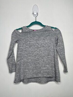 Aqua Cold Shoulder Top Girls Size Small 8 Solid Gray Long Sleeve Shirt