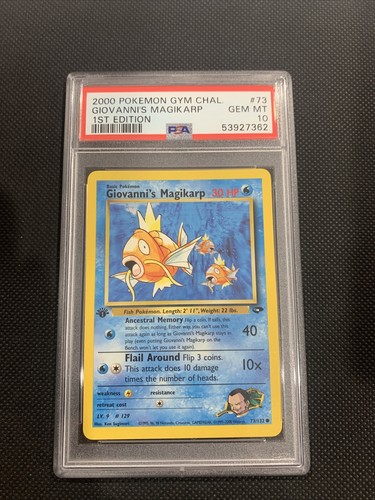 PSA 10 GEM MT 1st Edition Gym Challenge Giovanni's Magikarp PSA 10 GEM MT 1st Edition Gym Challenge Giovanni's Magikarp
