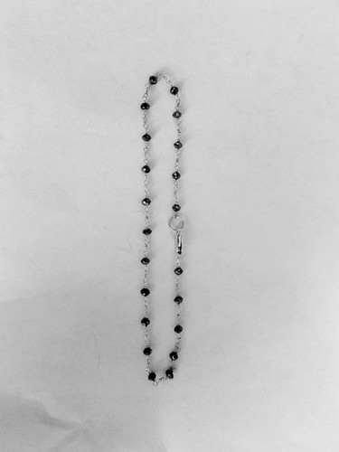 ?? 14k White Gold 2.4 Carat Black Diamond Heat Treated Briolette Bracelet 7.5in