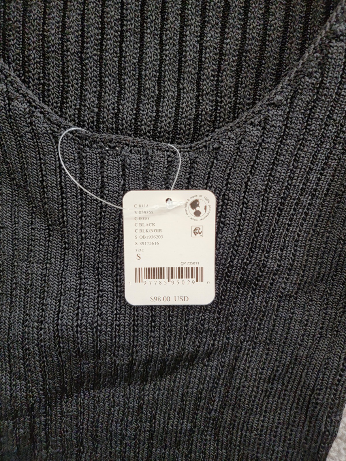 Free People Textured Short Sleeves Crop Sweater Top Women's S Black Pullover - Picture 17 of 17