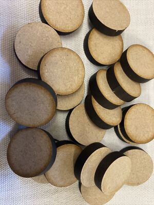 100x 25mm x 25mm MDF Round Bases 6mm. Wargames bolt action Warhammer Circle