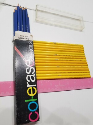 Beautiful Artists Pencil Lot + Case Leadfast Dixon Prismacolor Yellow Used + New