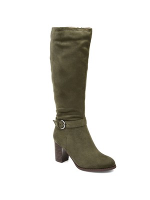 

JOURNEE COLLECTION Женские зеленые сапоги Joelle с широкой пряжкой до середины икры, Зеленый, JOELLE-OLV-110WC