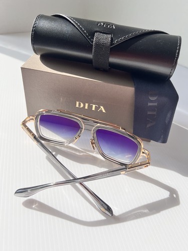 Pre-owned Dita Lxn-evo Dts403-a-02 Crystal Grey White Gold Blue Flash Mirror Sunglasses In Grey Blue Flash Mirror