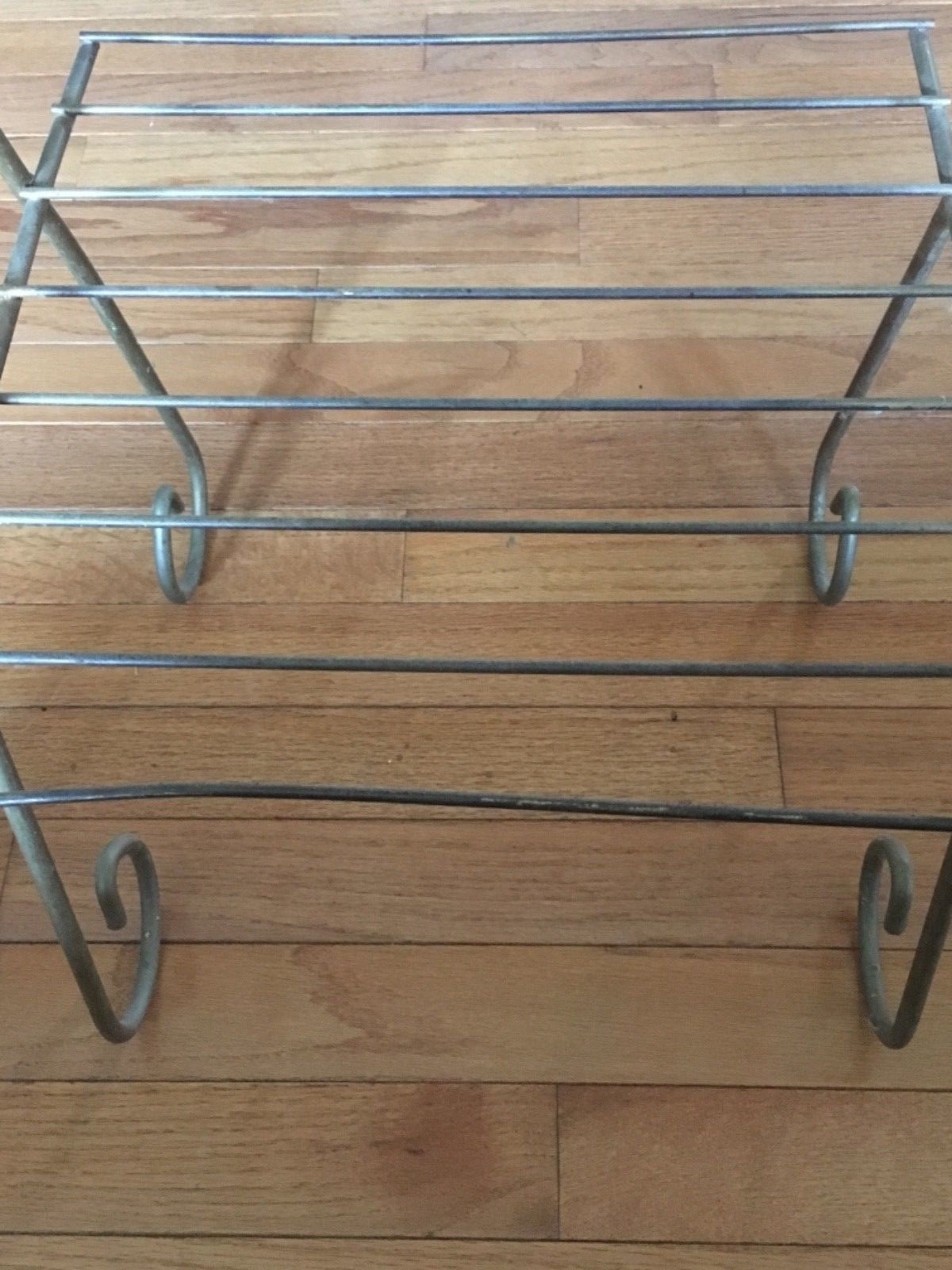 Vintage Metal 2 Tier Plant Stand Display Rack Gold Wire Mid Century Modern