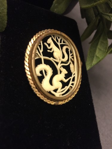 Vintage ART DECO signed DEPOSE FRANCE celluloid brooch pin  Squirrels