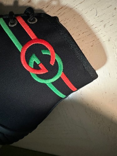 Pre-owned Gucci $750  Men Canvas High-top Sneakers Black 9 Us/8.5 Uk 703033