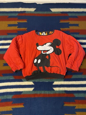 Vintage 90s Mickey & Co Reversible Puffy Sweatshirt by J G Hook Walt Disney Red