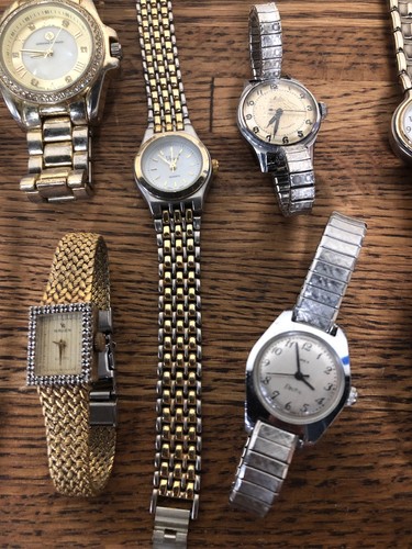 Lot Of 9 Ladies Wrist Watches Timex Armitron Gruen Waltham