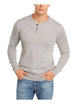 

CLUBROOM Мужская серая рубашка верескового цвета с длинным рукавом и круглым вырезом классического кроя Henley Shirt, Серый, 100062511MN