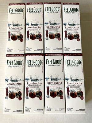 Feel Good Superfoods Kombucha Pre + Probiotic Iced Tea Pomegranate Lot of 8 NIB