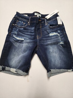 Vigoss Marley Mid Rise Distressed Bermuda Denim Short Size 27 NWT