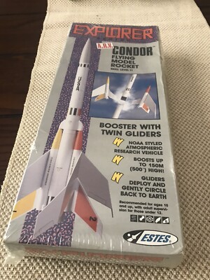 ESTES EXPLORER CONDOR FLYING MODEL ROCKET BOOSTER TWIN GLIDERS 2075 SEALED READ