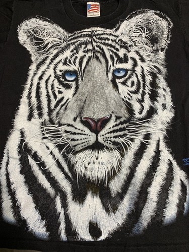 虎92 WHITE TIGER T-Shirt Large Black Vintage 1992 Single Stitch
