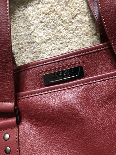 Kenneth Cole Reaction Red Leather Laptop Tote Bag