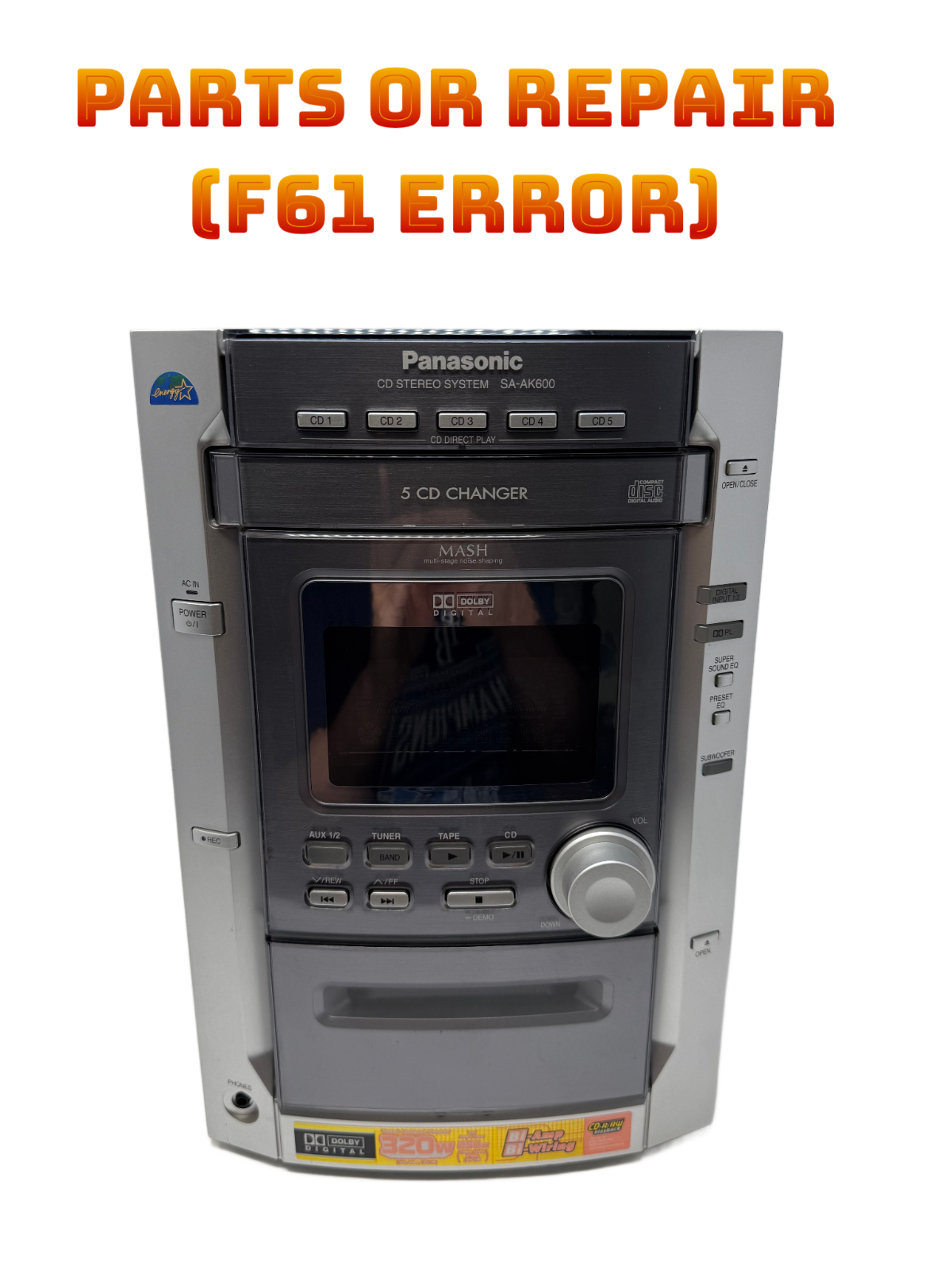 Panasonic SA-AK600 Cd Stereo System PARTS OR REPAIR ( F61