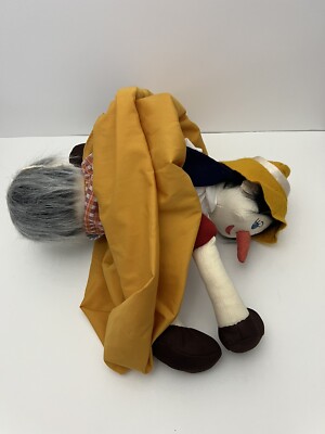 VINTAGE 16'' PINOCCHIO GEPPETTO Topsy Turvy Cloth Flip Doll 2 in 1 Toy