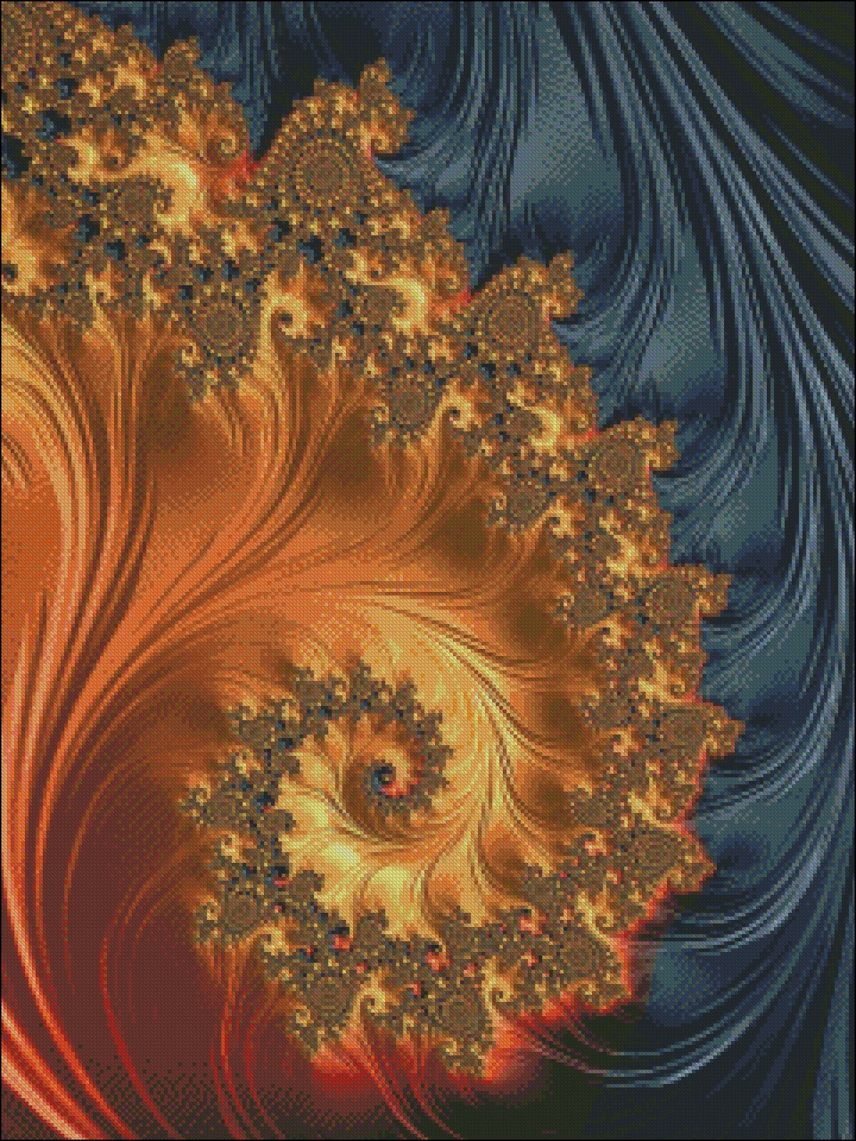 Fractal Spiral 4 - DIY Chart Counted Cross Stitch Patterns Needlework 14 ct