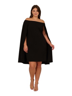 Женское черное платье без рукавов с накидкой на подкладке ADRIANNA PAPELL Plus 14W
