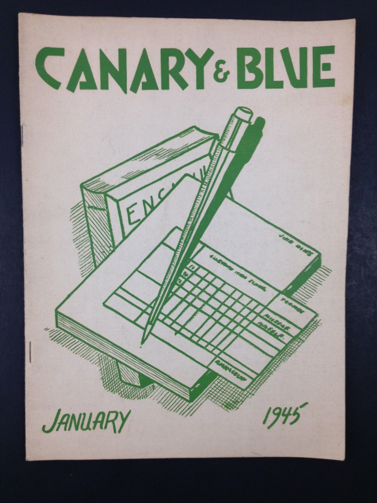 Vintage 1940's The Canary and Blue Allentown High School Monthly Book WW2 1945 +