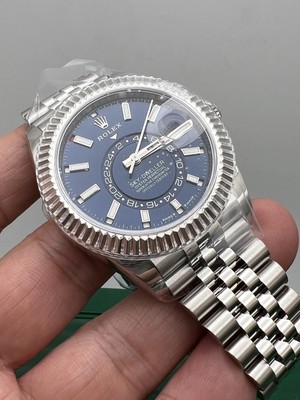 Pre-owned Rolex 2023  Sky-dweller 42mm 336934 Blue Dial Jubilee Steel Box Papers