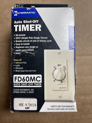 Intermatic FD60MWC 60-Minute In-Wall Auto Shut-off Timer