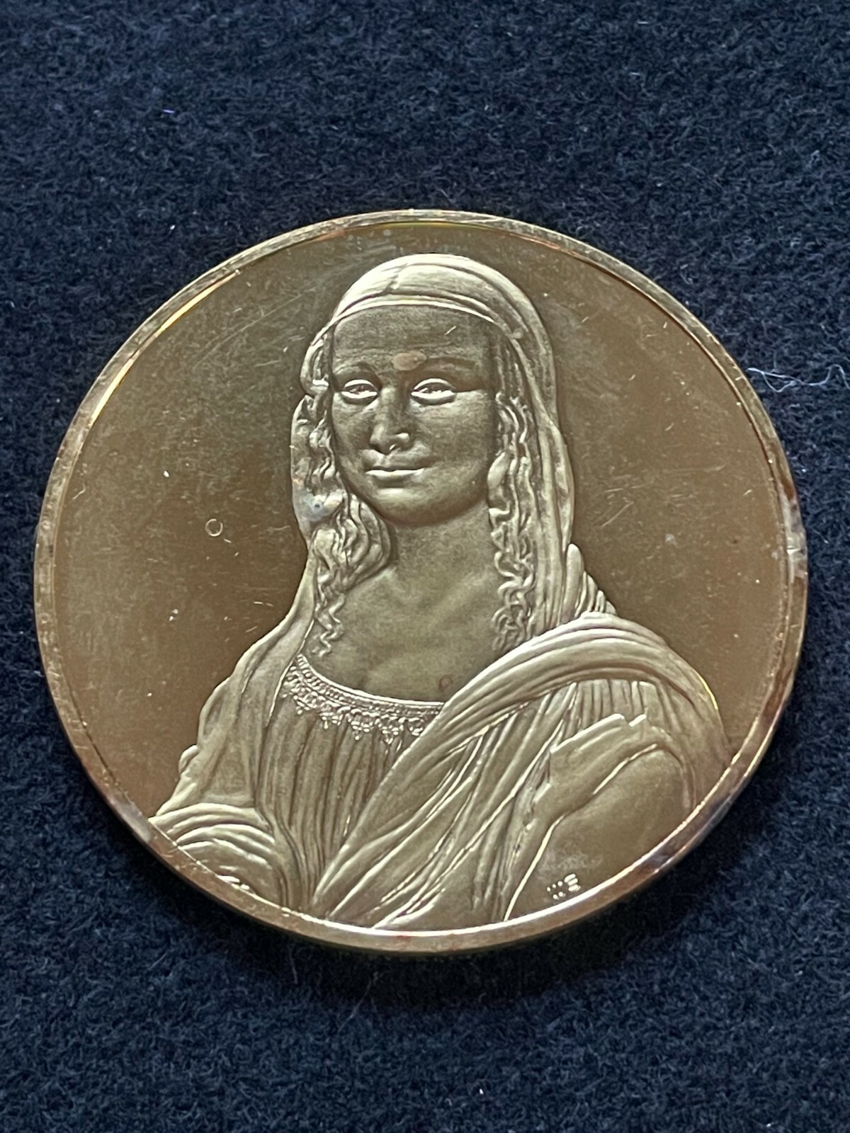 Franklin Mint Mona Lisa Da Vinci 2 Ounces Gold Plated Silver Medal