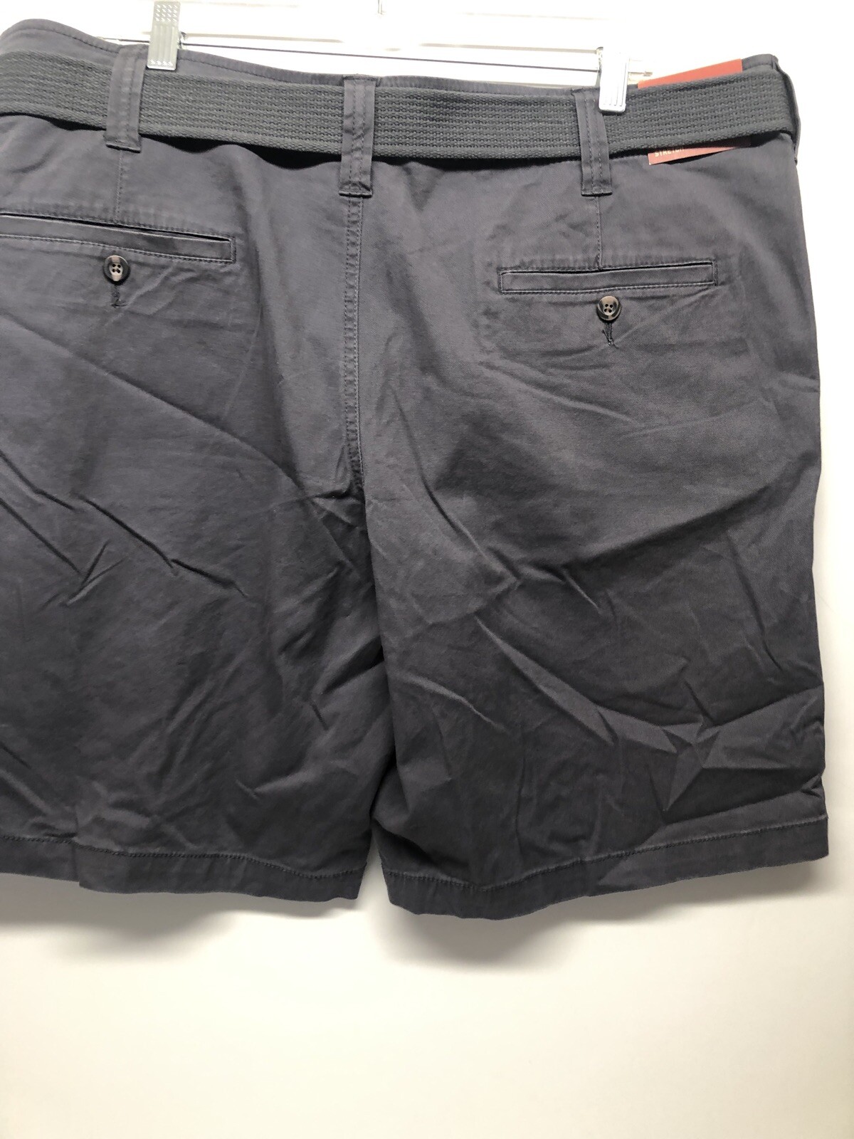 NWT Mossimo Supply Co Mens Chino Flat Front Dark Gray Belted Shorts