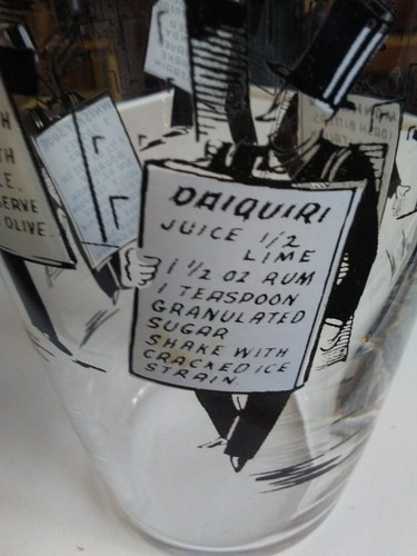 Vintage Anchor Hocking Cocktail Bar Ware Mix Glass Drink Recipes NICE!