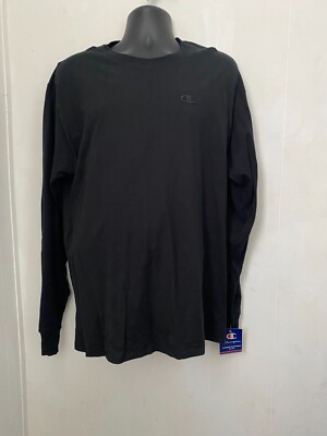 Champion Classic Long Sleeve T-Shirt, Black Embroidered C Logo - Men s XLarge