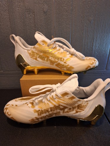 adidas Men's Size 8 ADIZERO FOOTBALL CLEATS Cloud White/Gold
