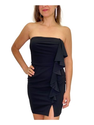 Женское черное мини-платье Body Con для вечеринок без бретелек с ИЗУМРУДНЫМ пломбиром L