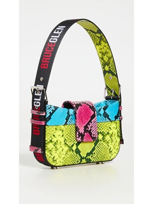 Женская сумка BRUCEGLEN с желтыми ножками в смешанной технике на одном ремне через плечо