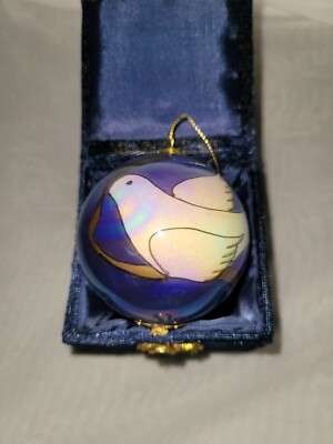 Pier 1 Li Bien 2001 Dove Christmas Ornament blue Hand Painted Peace Joy Love MIB