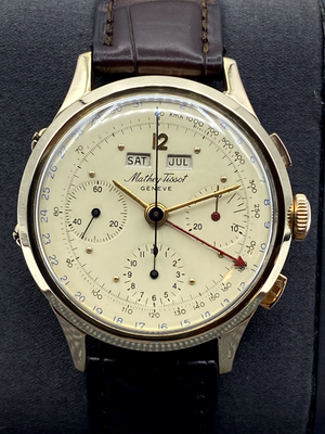 ULTRA RARE Mathey Tissot Valjoux 72C Chronograph Triple Date 1950