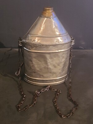 Antique Vintage Coal Miner Miners Mining Flask Water Canteen With Brass Cap