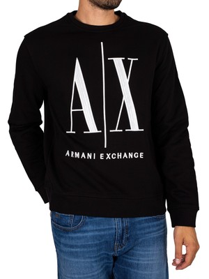 Мужской свитшот с вышивкой Armani Exchange, черный