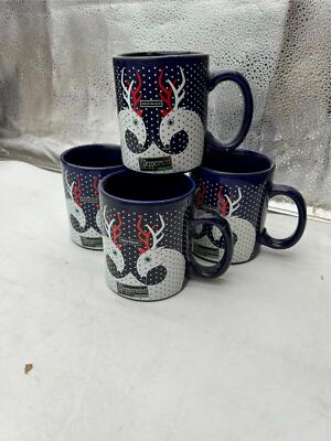 4)   HIRAM WALKER   PEPPERMINT SCHNAPPS   MUGS   HOLIDAY   REINDEER