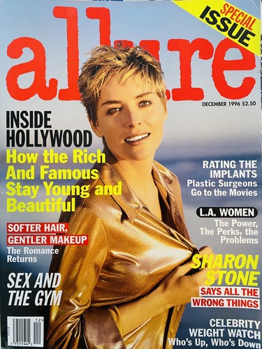 1996 DECEMBER ALLURE MAGAZINE - SHARON STONE BILL MAHER FASHION