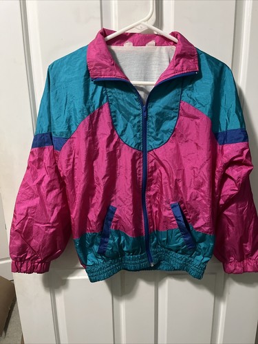 Vtg 80s 90s Color Block Bright Colors Full Zip Windbreaker
