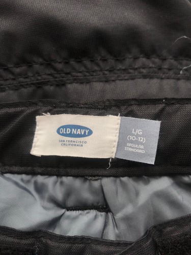 Black Cargo Ski Pants 10-12 Adjustable Waist Snow Bottoms Cold Weather Old Navy