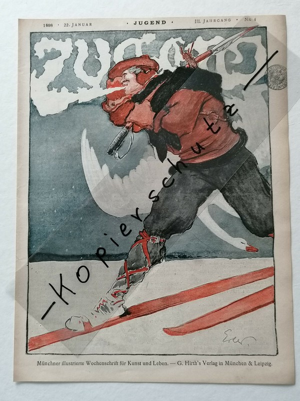 Original Titelseite Titelblatt Jugend Hirth 1898 Nr. 4 Fritz Erler (Z342)