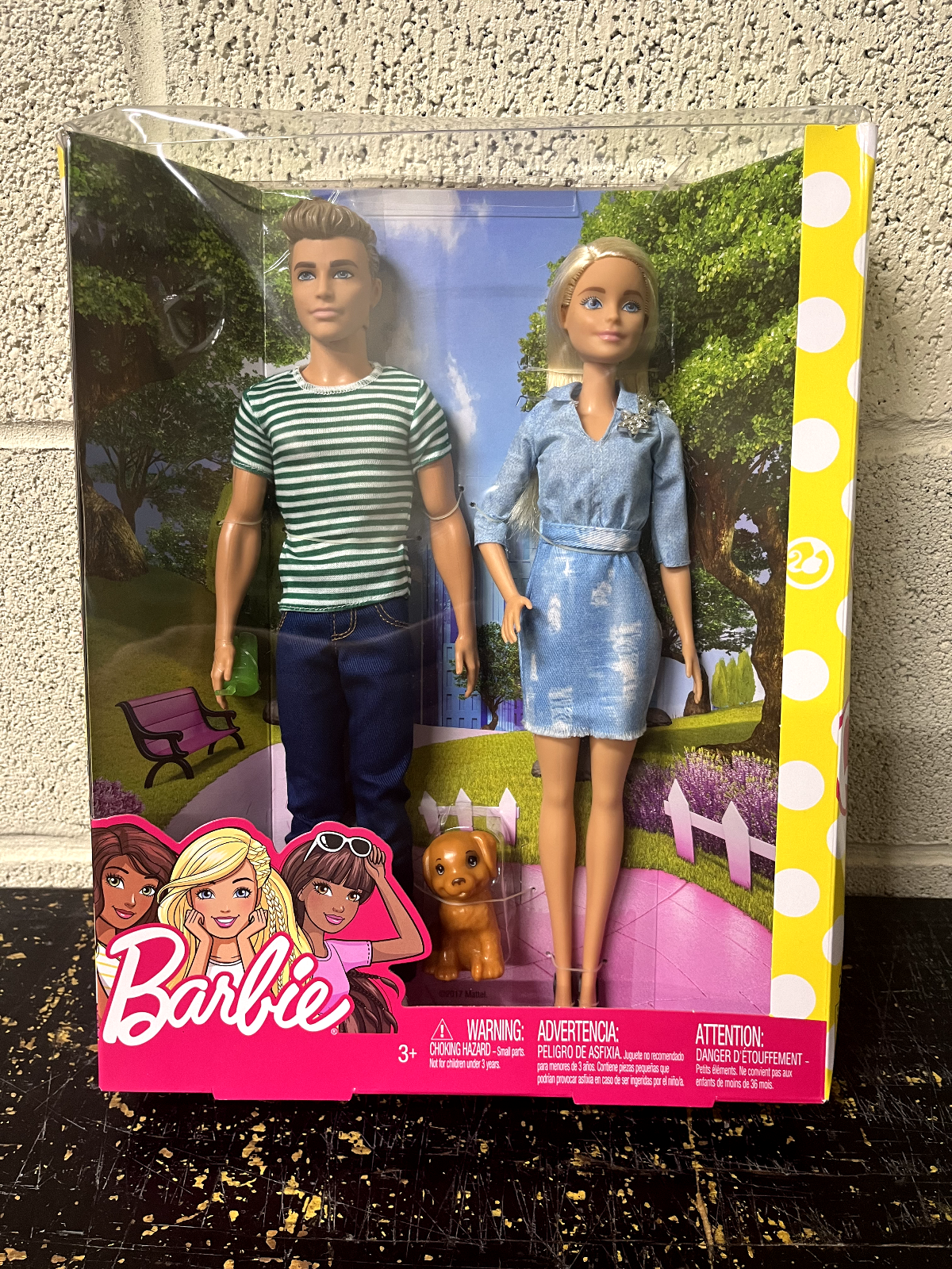 Barbie & Ken Dog Walk 2017 FTB72 With 2 Dolls And Dog NEW DA