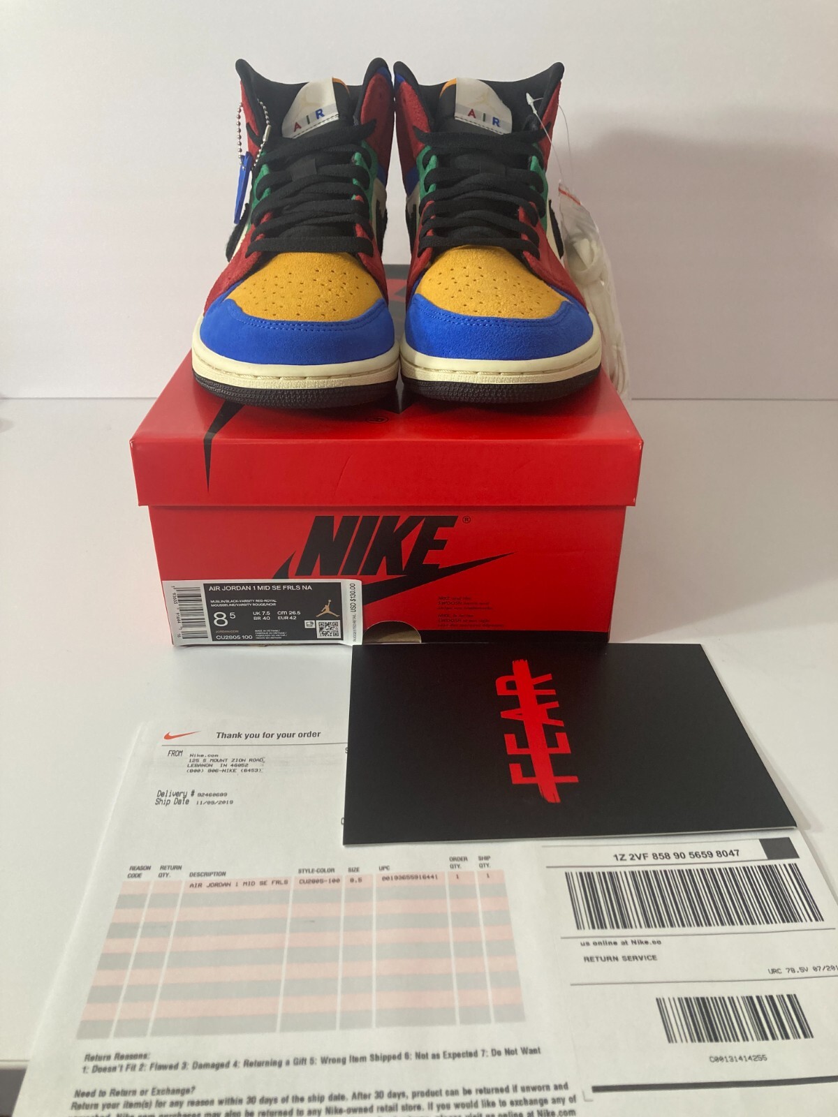 Jordan 1 Mid x Blue The Great Fearless Size 8.5 CU2805-100 Jordan 1 Mid x Blue The Great Fearless Size 8.5 CU2805-100