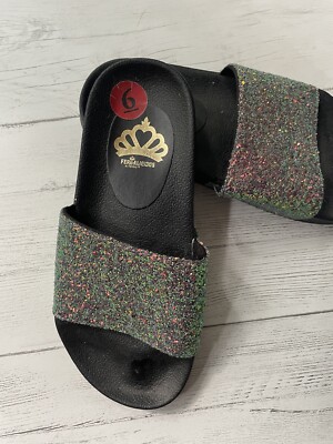 Fergalicious By Fergie Glitter Top Band Slide Sandals Size 6