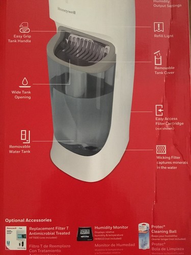 Honeywell Top Fill Tower Humidifier with Humidistat White HEV615W