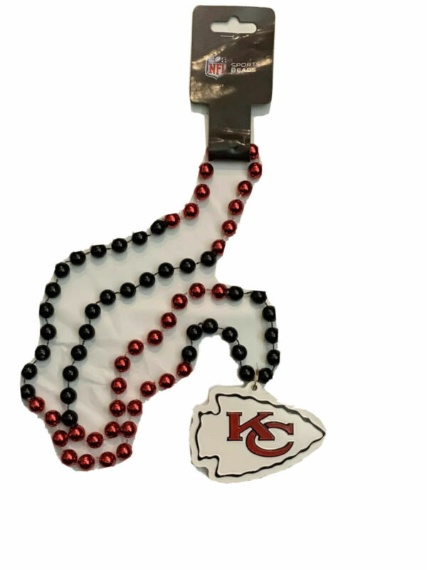 Nfl Kansas City Chiefs Mardi Gras Beads With Medallion Necklace