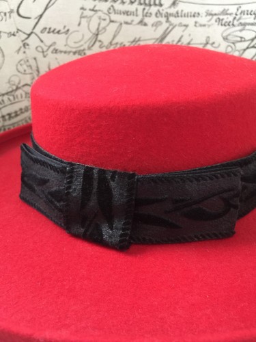 VTG Womens Geo. W. Bollman & Co 100% Red Wool Felt Hat Made USA Red Hat Society