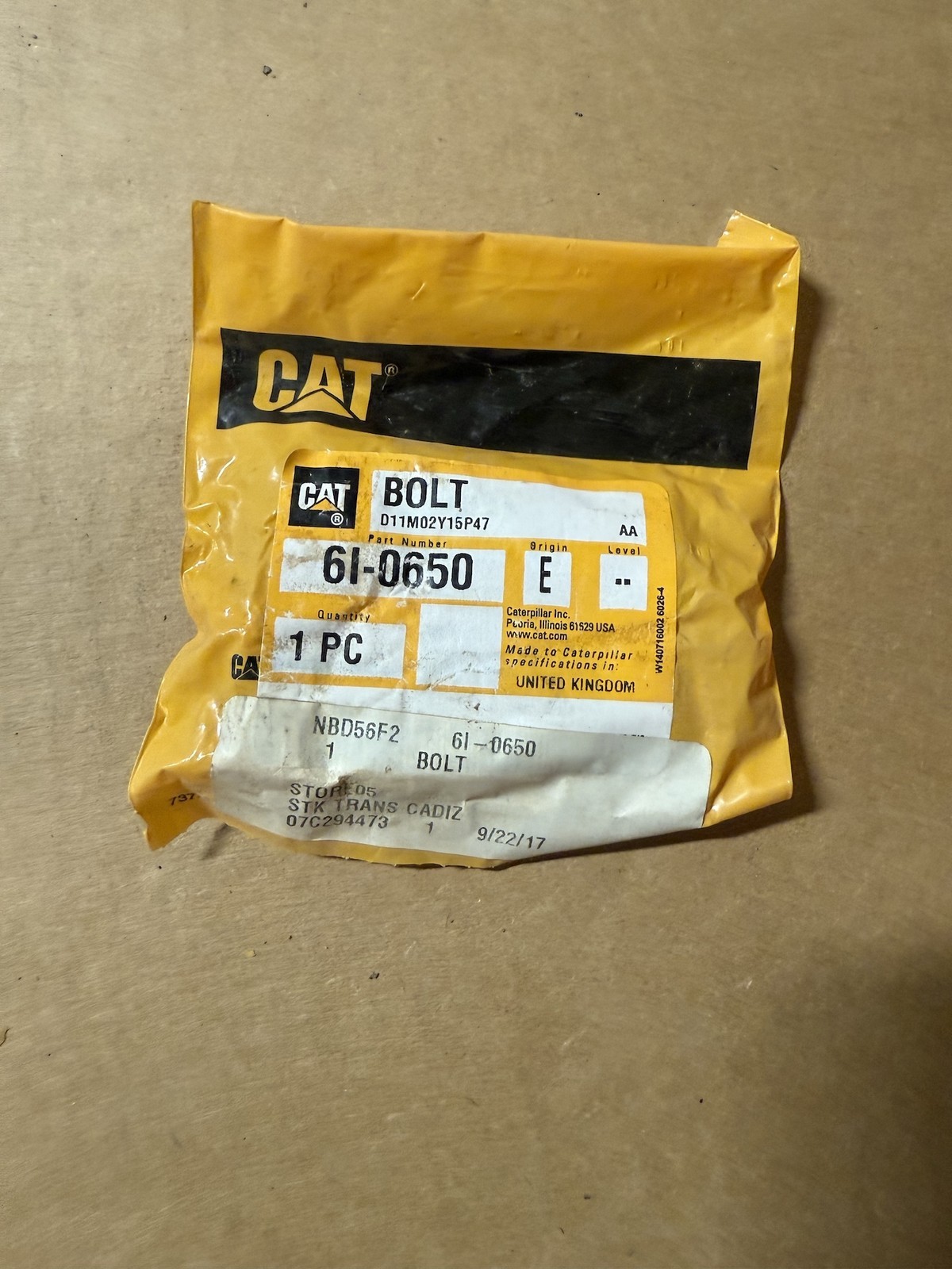 New NOS CAT OEM 6I-0650: Bolt-Flange Head