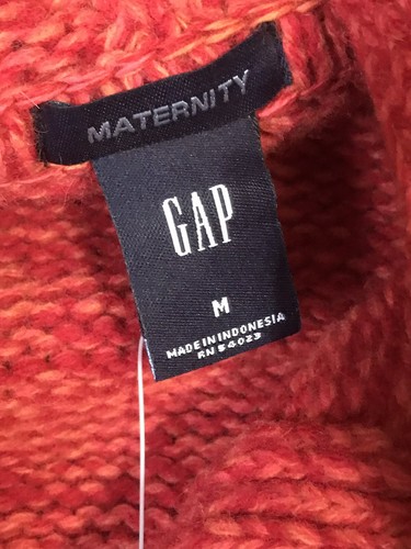 Gap Maternity Coat women Size Medium Knit Jacket Red Pink White Fair Isle Stripe